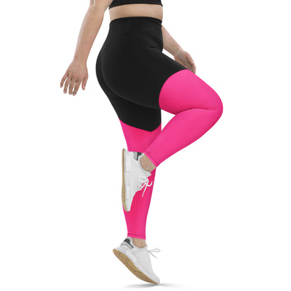 Neon Pink & Black Sports Leggings with Pocket