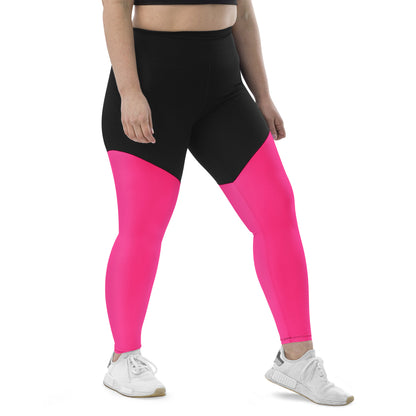 Neon Pink & Black Sports Leggings with Pocket